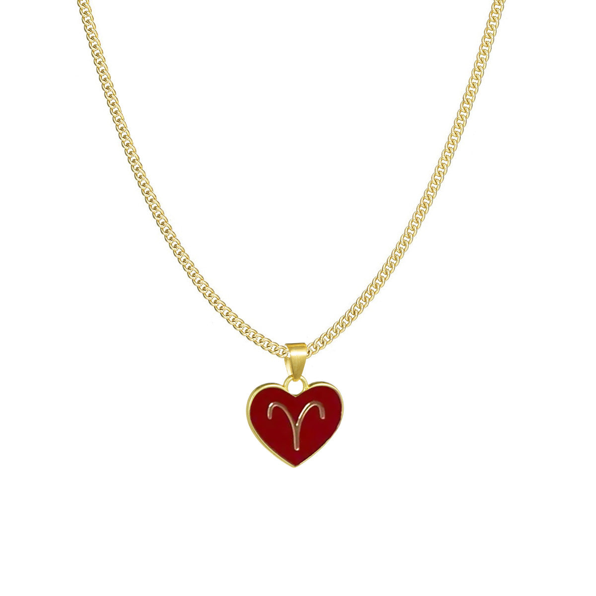 Fashion Color Zodiac Peach Heart Alloy Necklace