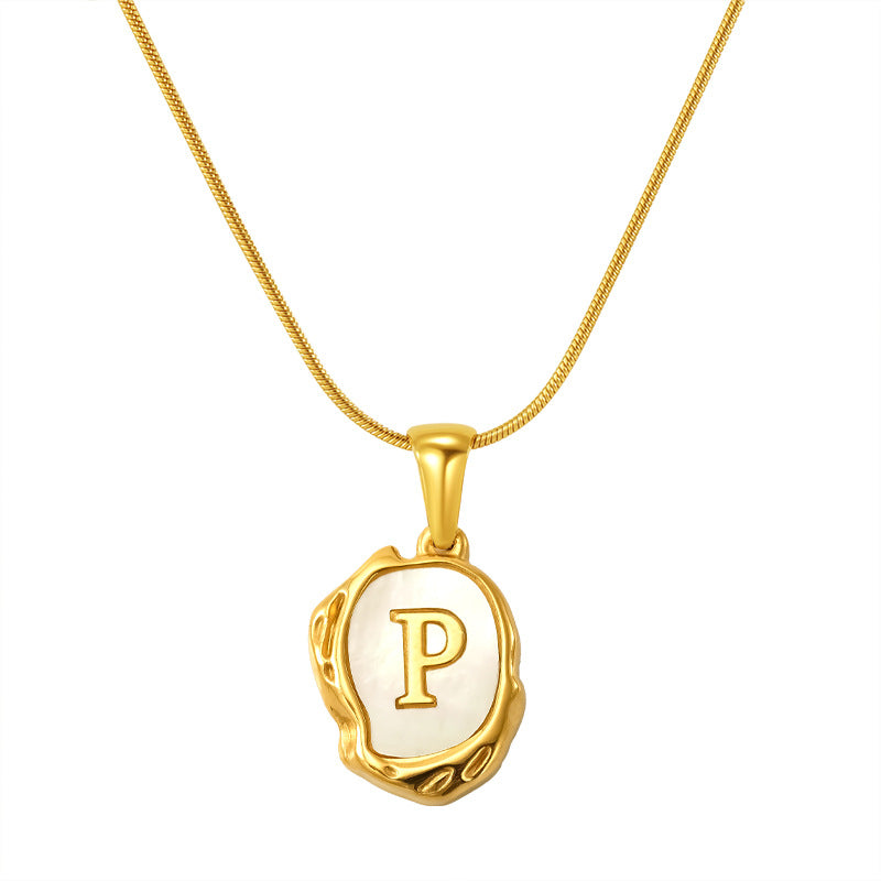 Malika Gems Lava Shell Initial Necklace – Natural Energy Letter Pendant