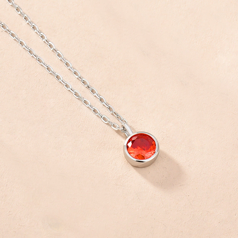 Women's Fashionable Simple Sterling Silver Solitaire Necklace With Twelve Zodiac Signs