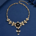 Malika Gems Midnight Flower Necklace – Black Crystal Bloom Pendant